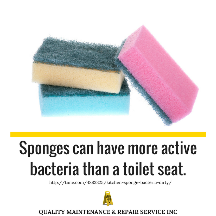 Sponges can have more active bacteria than a toilet seat. Avoid them to stay healthy at work.