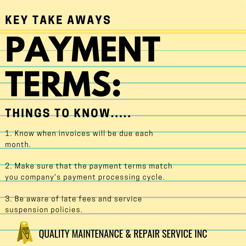 janitorial service payment terms